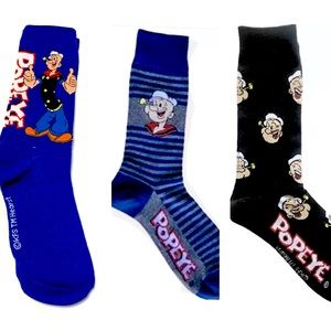 New (3pair) Popeye novelty crew men’s socks